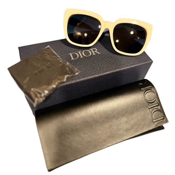 Dior Sunglasses with Cream Frame and Black Lenses